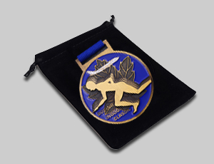 velour pouch for custom medals