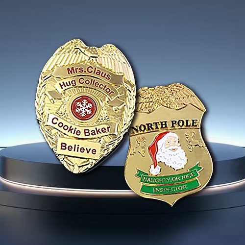 Custom retired police officers holiday badges