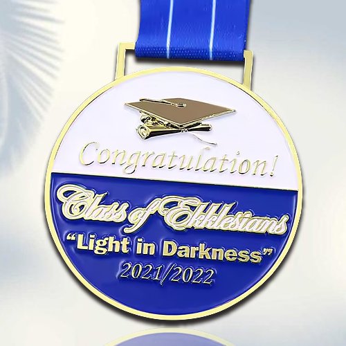 Blue Congratulational Graduation Medal