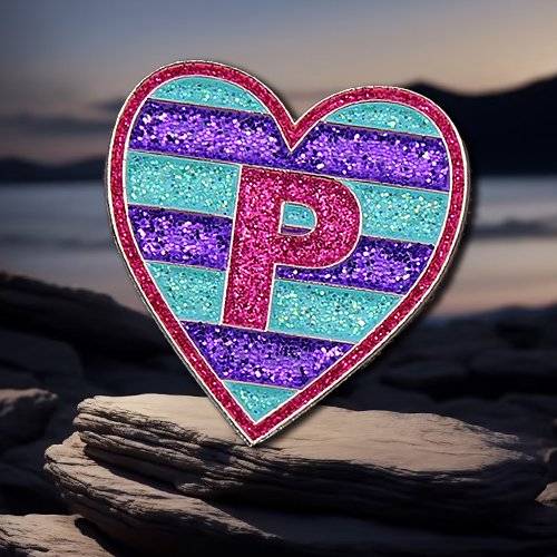 Custom Heart Glitter Pin